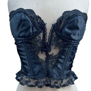 Vintage Victoria's Secret Black Lace Corset Size 34 Gold Label Union Made